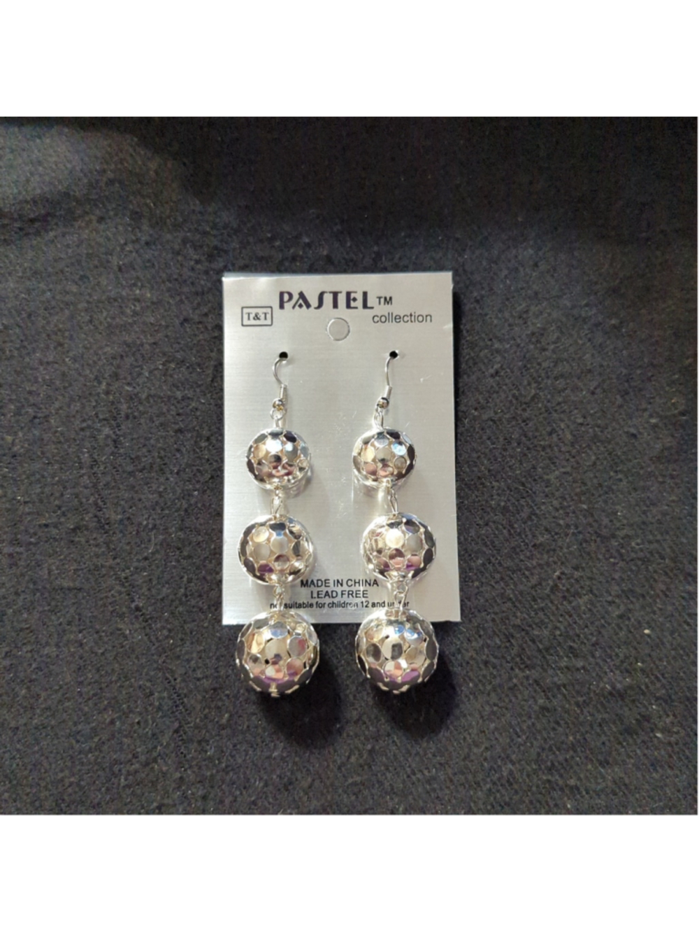Pastel Collection Silver Tone Metal Triple Ball Drop Statement Earrings